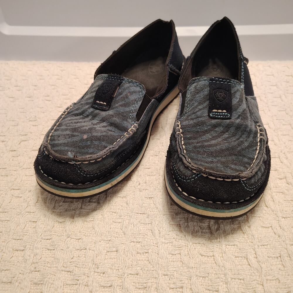 Ariat Womens Cruiser Shoes 6.5 B Blue Suede Zebra Print Slip On Loafers